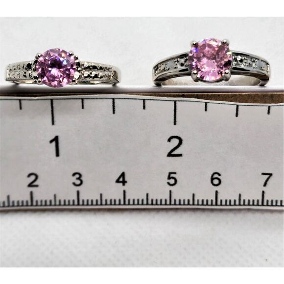 RINGS-DIAMOND CANDLE RINGS-Lot of 5-Size 9-Different "Stones"-Silver Tone - Picture 6 of 16